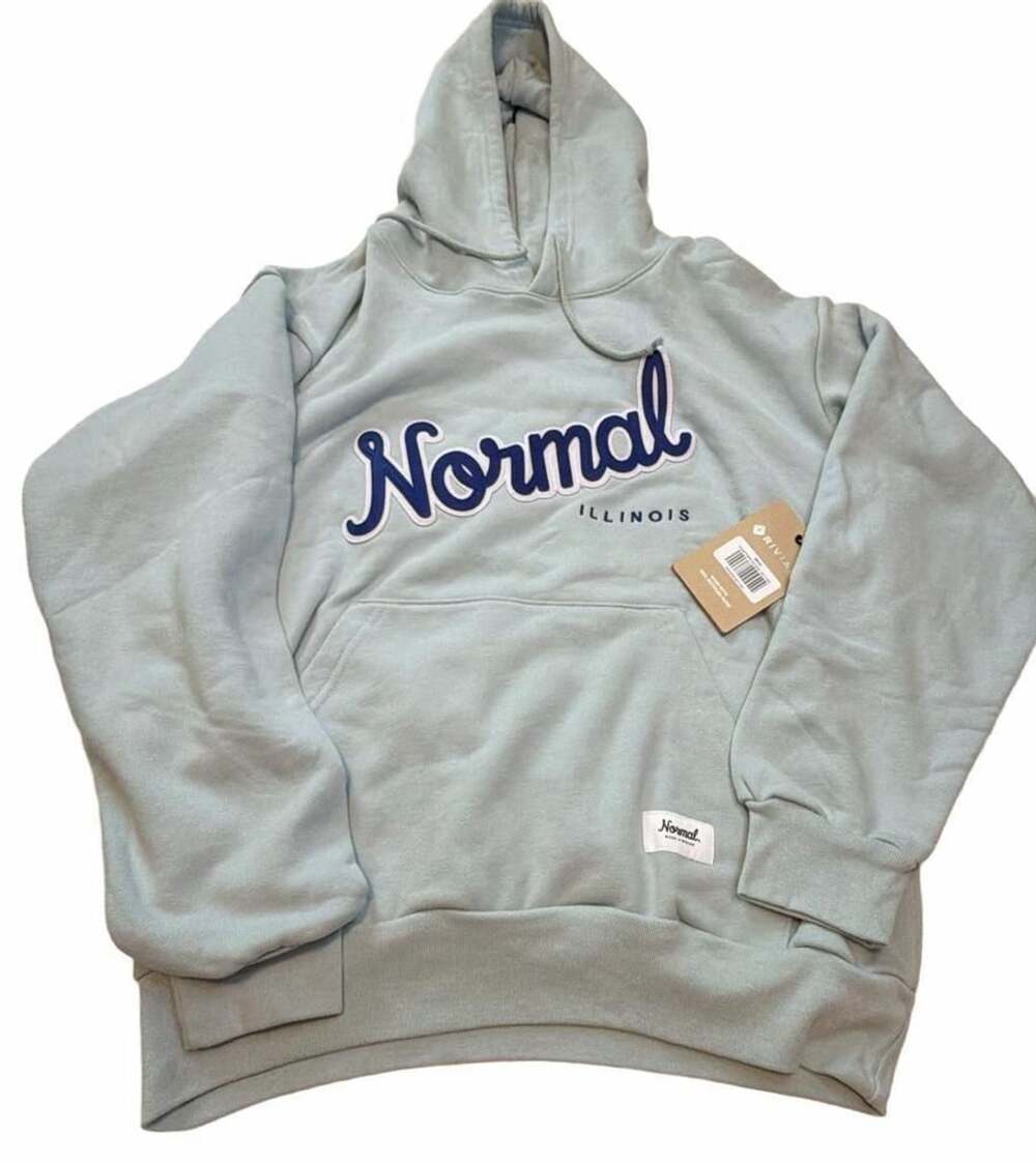 Rivian Normal Illinois Hometown Hoodie Sky Blue Medium
